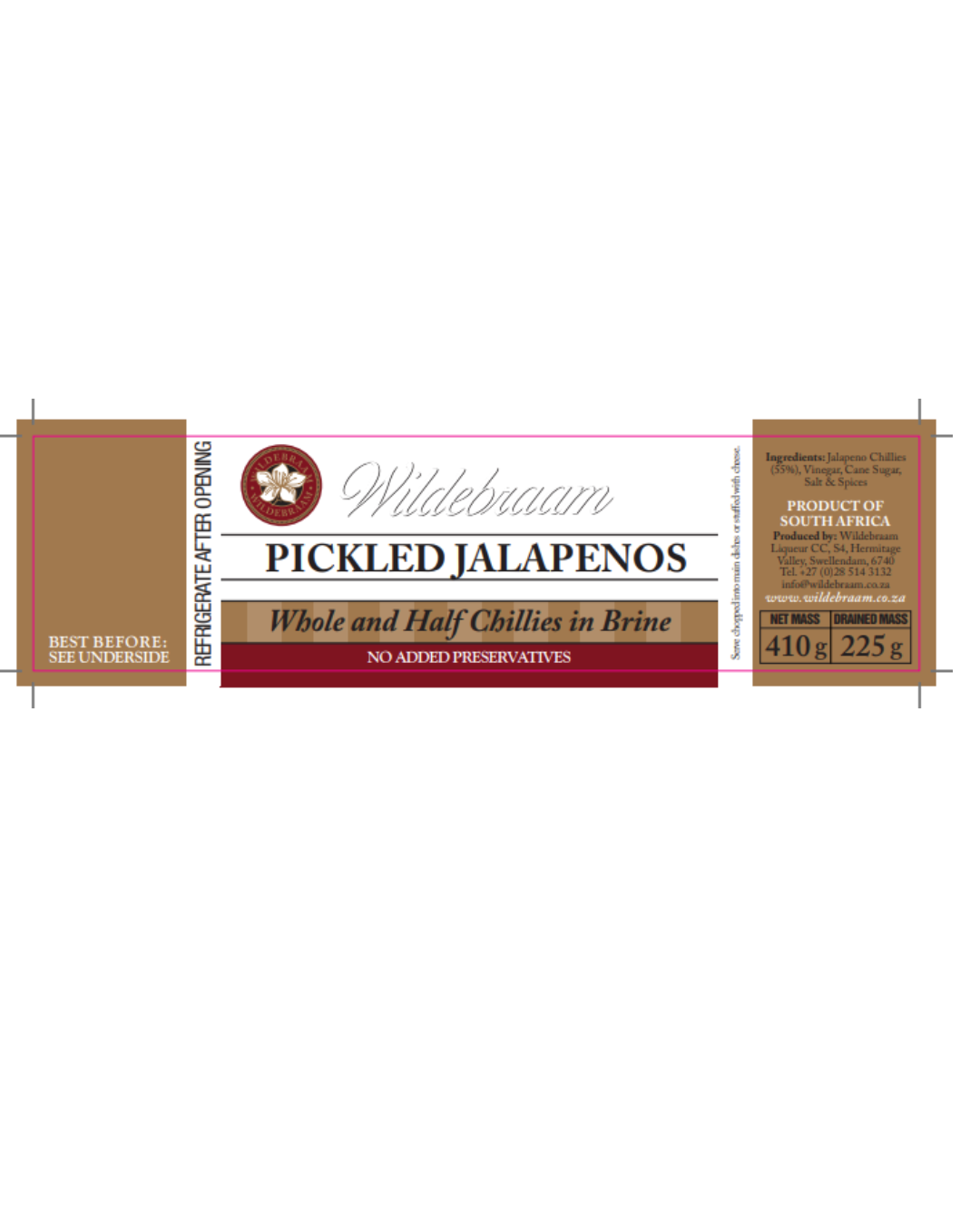 Wildebraam Pickled Jalapeños – Tangy Chilli Slices 3 x 410g jars