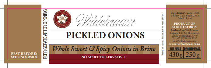 Wildebraam Pickled Onions Classic Tangy Preserve 3 x 430g Jars