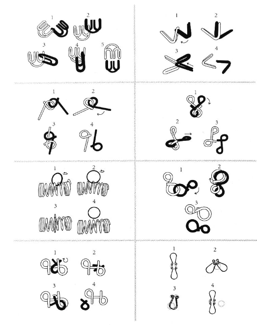 Solution sheet, metal puzzles, riddles