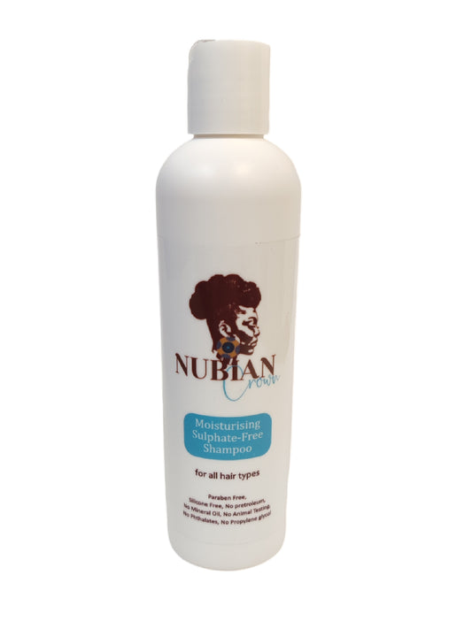 nubian crown, moisturising sulphate free shampoo, haircare shampoo