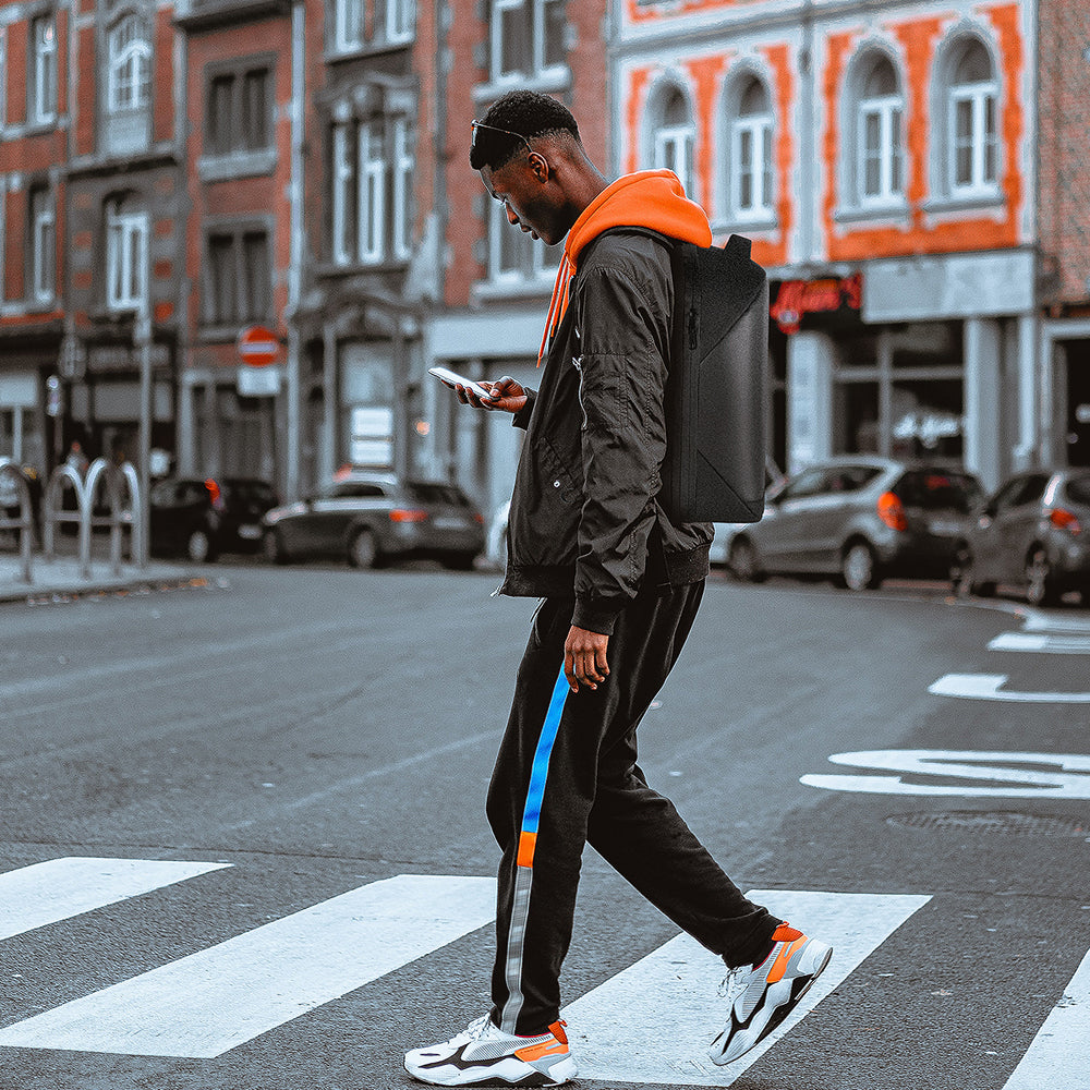 LED back pack, laptop bag, product lifestyle image