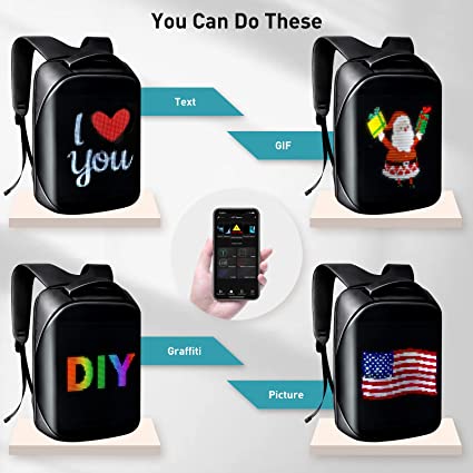 Backpack LED Full-Colour Screen Travel Laptop waterproof bag for bikers and outdoor promotions