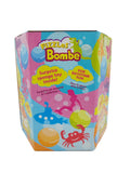 Colorful packaging of Fizzles Bombe with cartoon characters and text on a white background