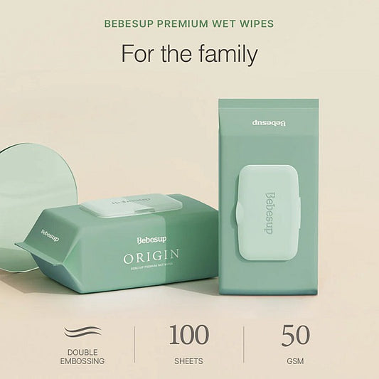 Bebesup Premium Wet Wipes - Origin Wet Wipes 100 Sheets - 10 Pack