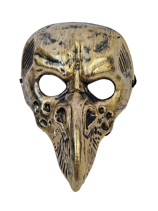 Dress up mask bird face, halloween mask, bird face gold