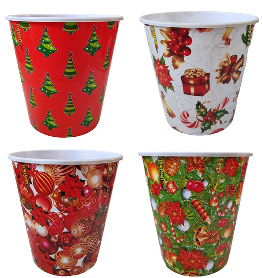 Christams Design Re-Usable Plastic Dishes/Tubs - 4 Pack