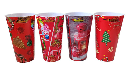 Christmas Design Plastic Cups 300ml - 4 Pack