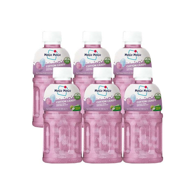 Mogu Mogu Juice Drink with Nata de Coco Jelly 320ml Pack of 6 Refreshing Tropical Thai-Made Sip & Chew Beverage