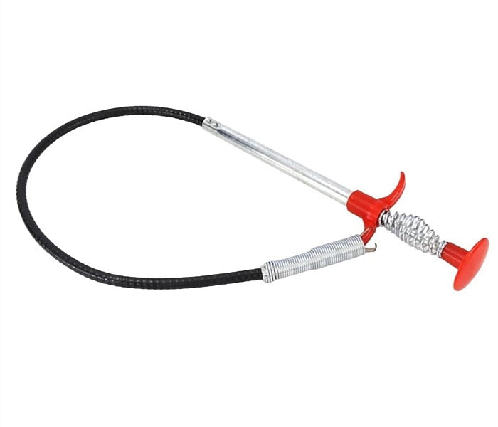 Mechanical tool with a black hose and red handles on a white background