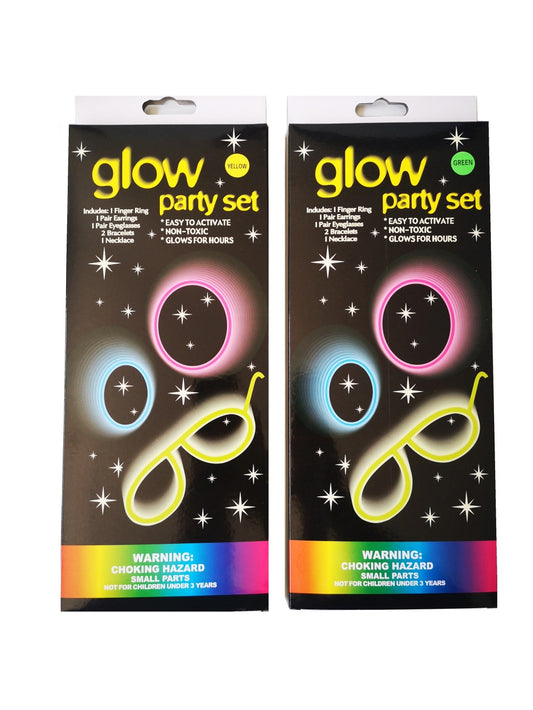 Glow in the Dark Jewelry Party Set Assorted Colours - 2 Pack
