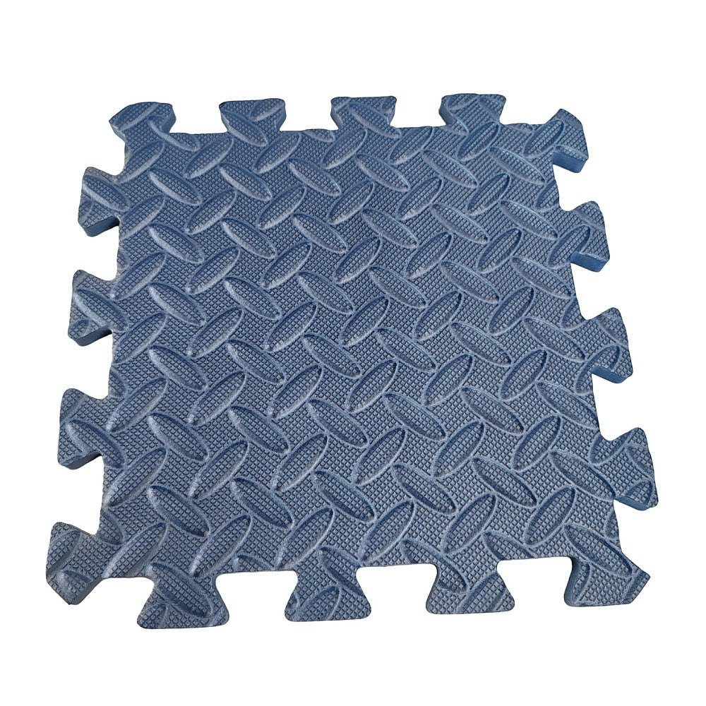 A navy Eva Foam coloured mat with a textured surface, consisting of 6 interlocking pieces.