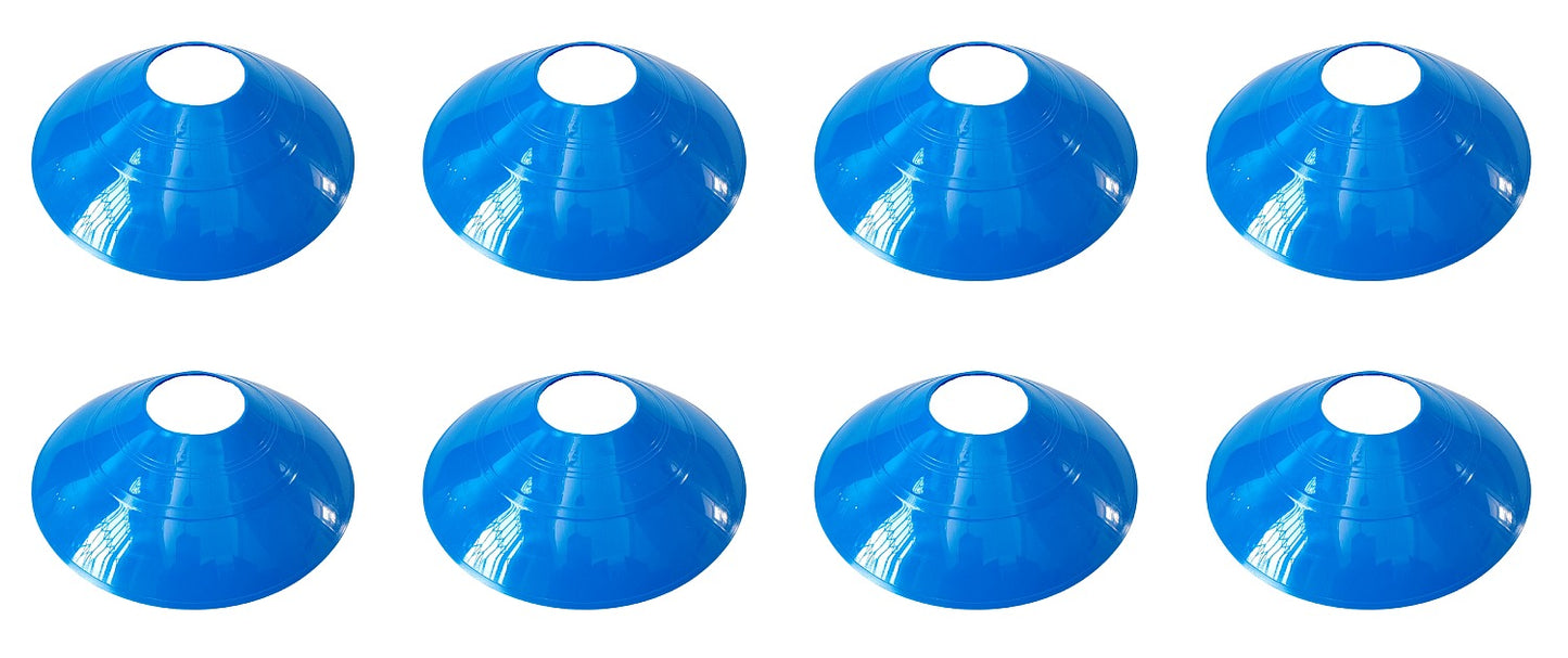 Flat Marker Disc Training Cones - 8 Pack - Assorted Colours