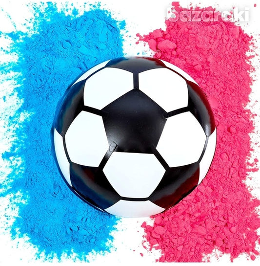 Gender reveal soccer ball, blue pink