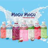 Mogu Mogu Juice Drink with Nata de Coco Jelly 320ml Pack of 6 Refreshing Tropical Thai-Made Sip & Chew Beverage