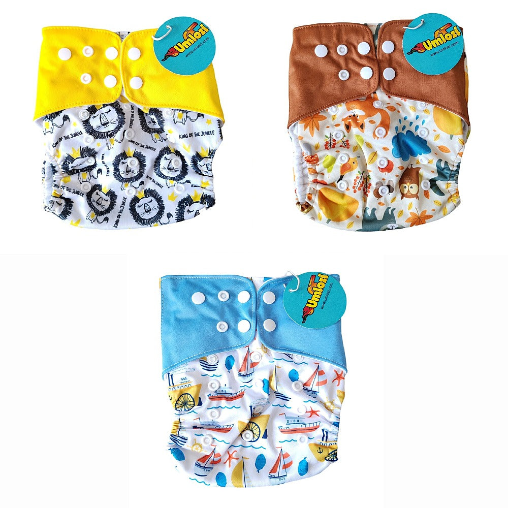 Re-Usable & Washable Nappies Sets For Babies 3 - 36 Months