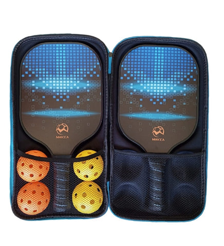 Pickleball Set Of 2 x Fiberglass Paddles, 4 Pickleball Balls & Carry Bag