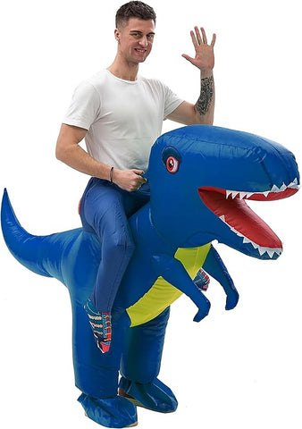 Riding A Dinosaur Suit With Automatic Battery Air Inflator For Adults