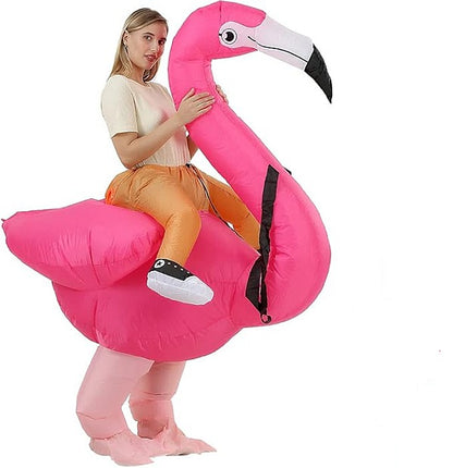 Riding a Flamingo Suit With Automatic Battery Air Inflator For Kids