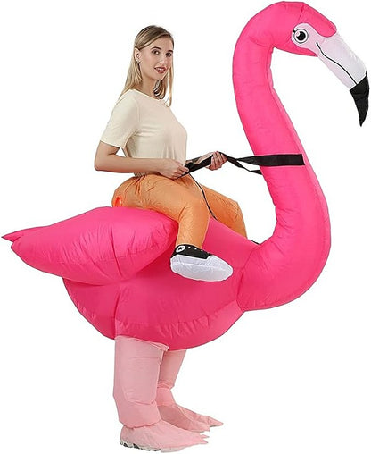 Riding a Flamingo Suit With Automatic Battery Air Inflator For Kids - view 2