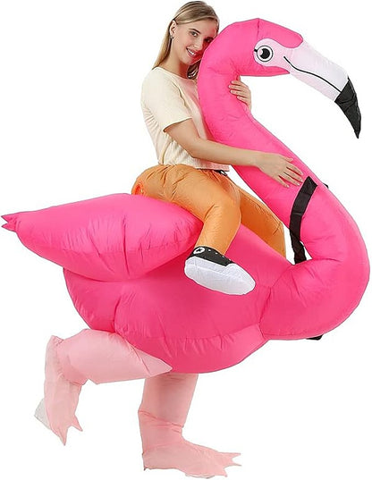 Riding a Flamingo Suit With Automatic Battery Air Inflator For Kids - view 4
