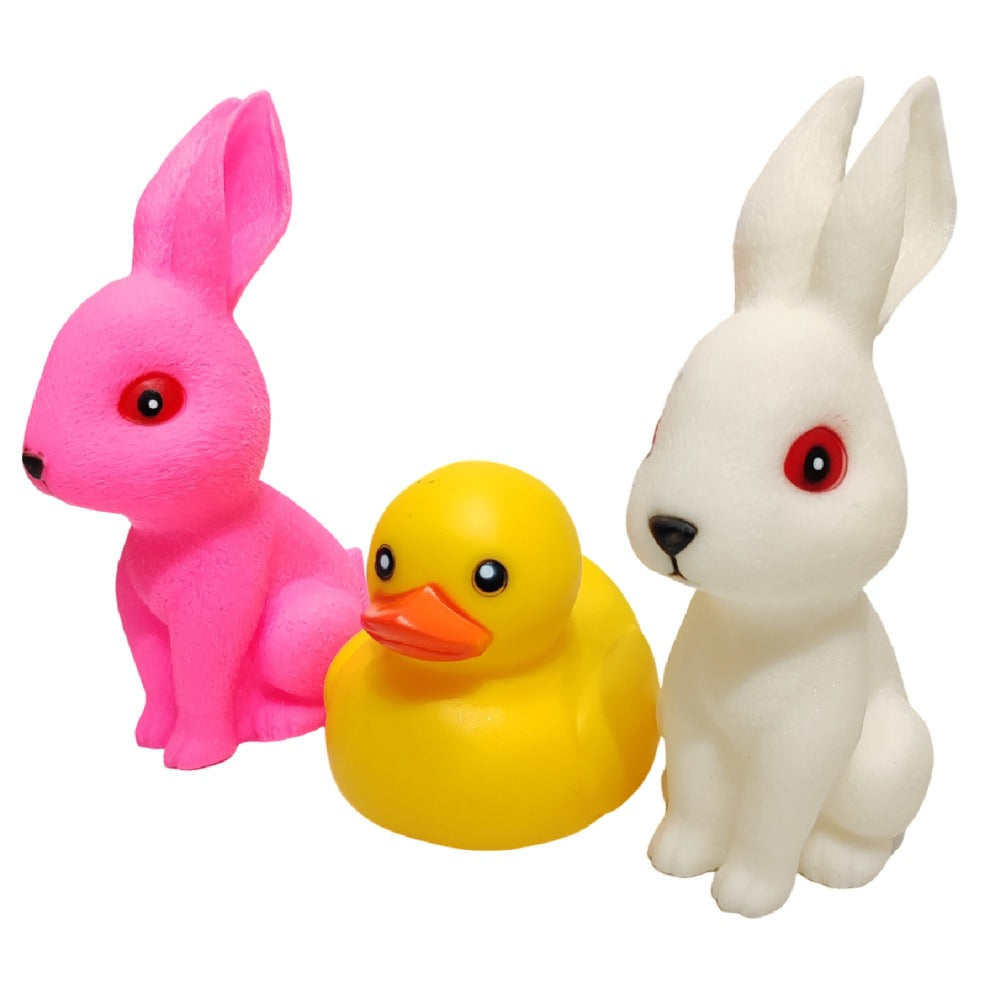 Rubber Bunny 21cm & Duck 12cm- Squeaky Bath Friends