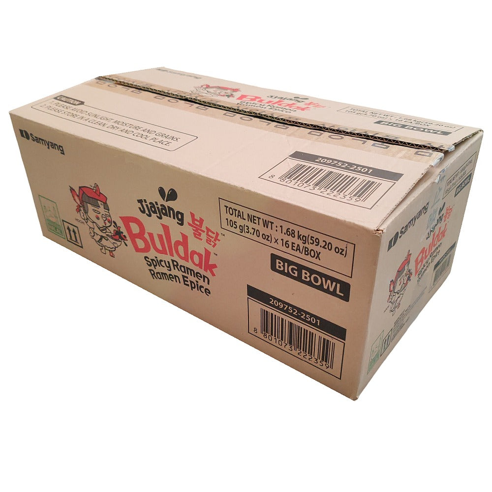 Samyang Buldak Korean Big Bowl Fire Noodles Bulk Box- 16 Pack