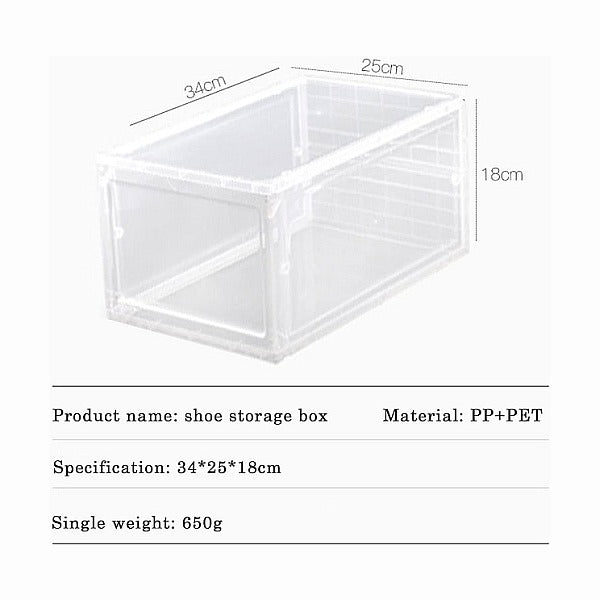 Transparent Plastic Stackable Storage Boxes For Shoes Or Other Items-8 Pack