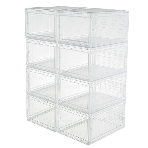 Transparent Plastic Stackable Storage Boxes For Shoes Or Other Items-8 Pack