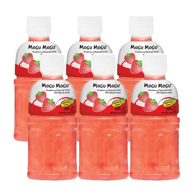 Mogu Mogu Juice Drink with Nata de Coco Jelly 320ml Pack of 6 Refreshing Tropical Thai-Made Sip & Chew Beverage