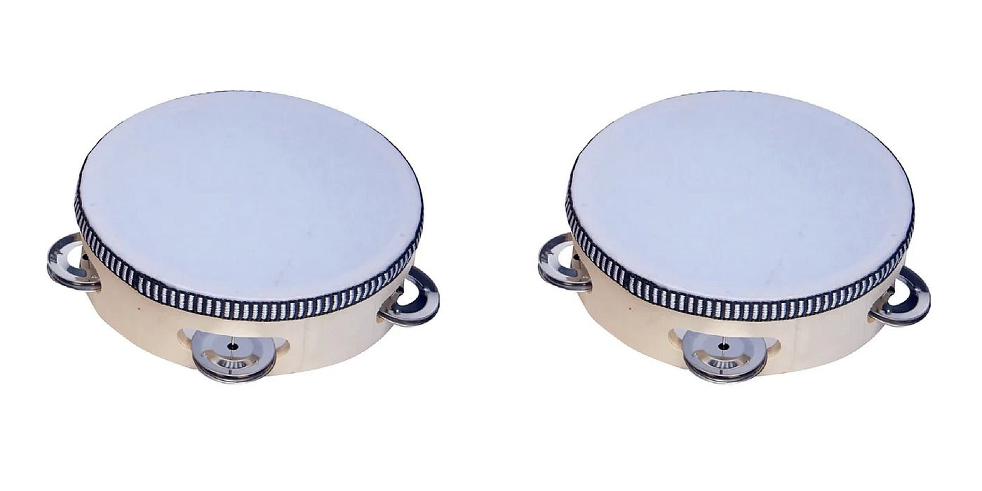Wooden Tambourine 10 cm - 2 Pack