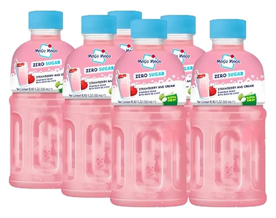 Mogu Mogu Juice Drink with Nata de Coco Jelly 320ml Pack of 6 Refreshing Tropical Thai-Made Sip & Chew Beverage