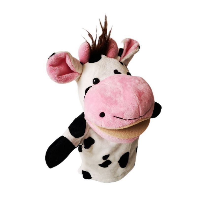 hand puppet cow with movable fingers and mouth
