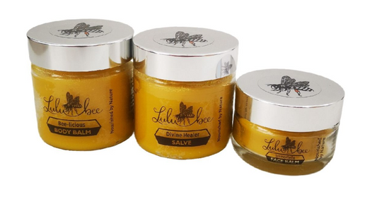 Bee-licious Body Balm , Divine Healer Salve & Immortelle Face Balm -Lulubee