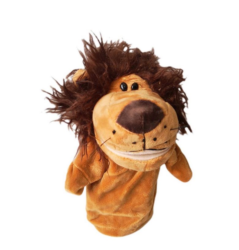 hand puppet lion with movable fingers and mouth
