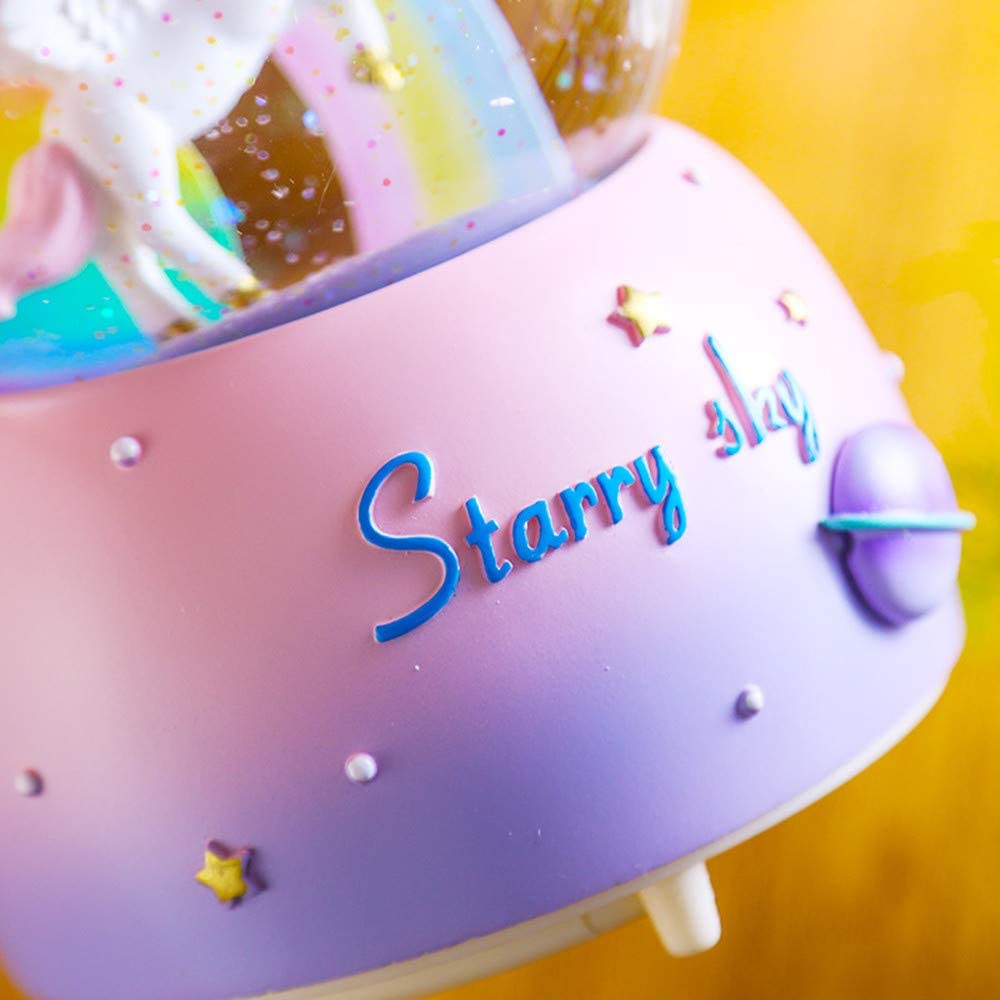 Unicorn - Starry Sky Snow Globe - Musical Night Light