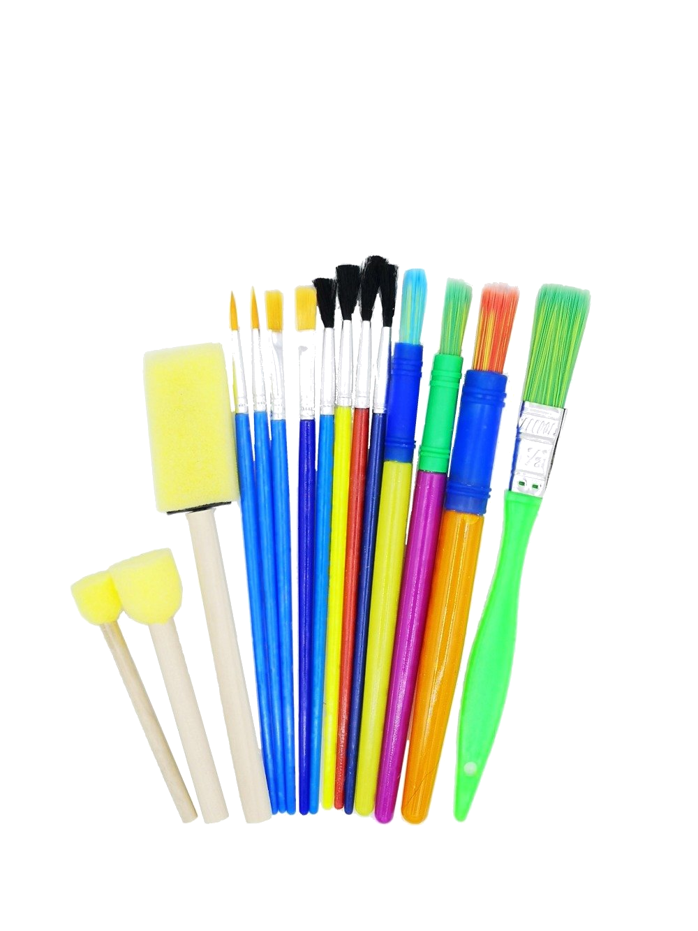 Paint Brush & Sponge Tip Brush Set - 15 Piece Set