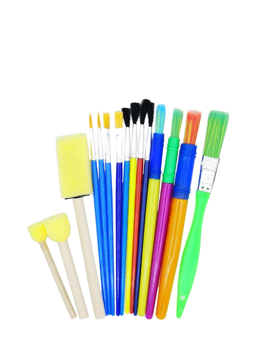 Paint Brush & Sponge Tip Brush Set - 15 Piece Set