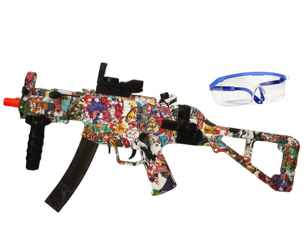 Rechargeable Electric Gel Ball Blaster MP5 Folding Design and Protective Eyewear & 8000 Gel Balls